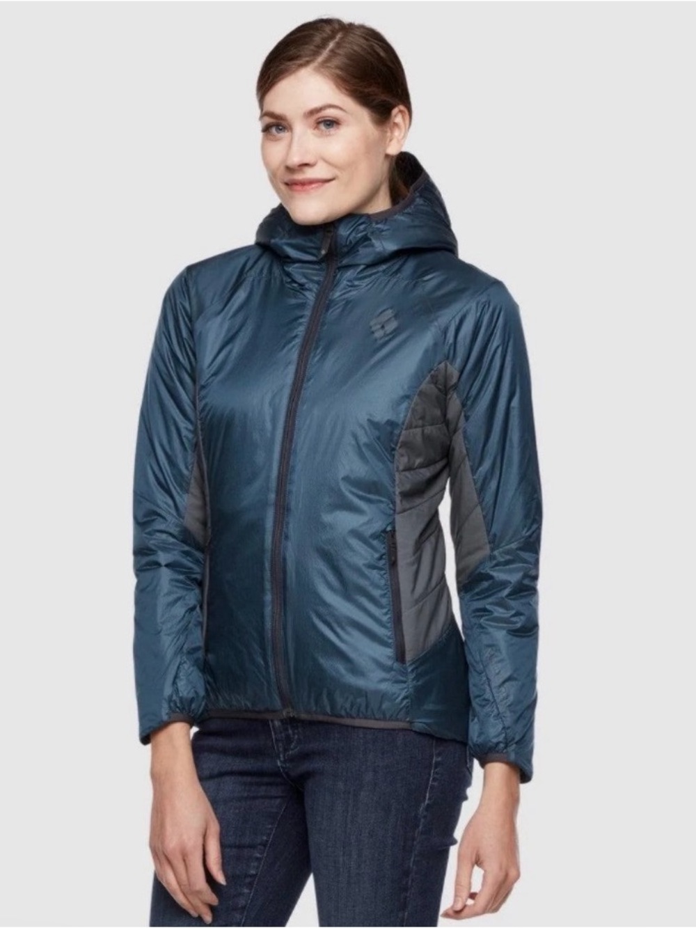 NWOT! Black Diamond Vision Hybrid Hoodie Down Puffer Full Zip Jacket L Blue